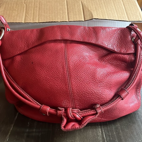 ALLISON SCOTT RED HANDBAG PURSE LEATHER MEDIUM SIZE DEEP GORGEOUS - Picture 2 of 5